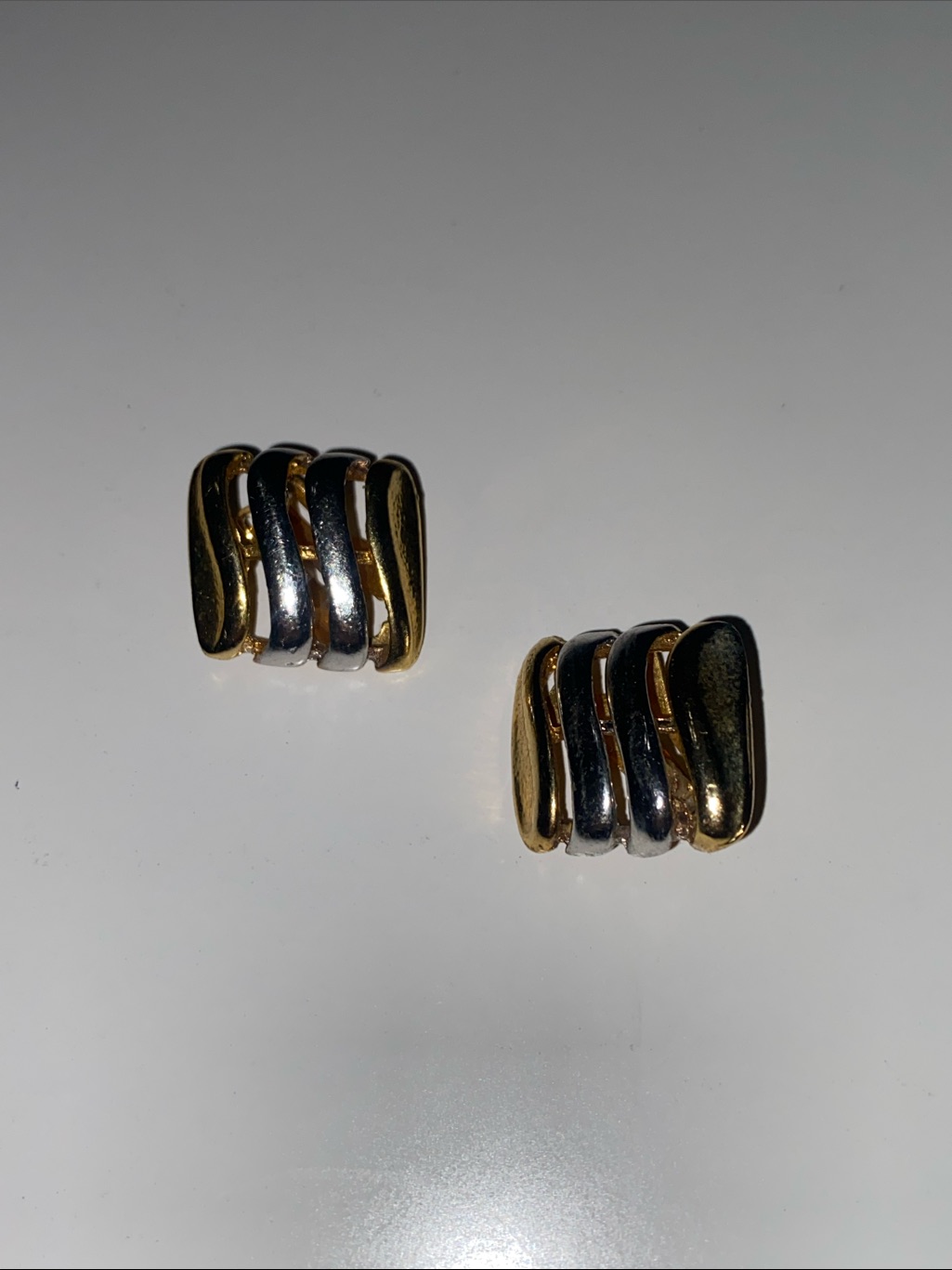 Two-Tone Gold And Silver Clip-On Earrings